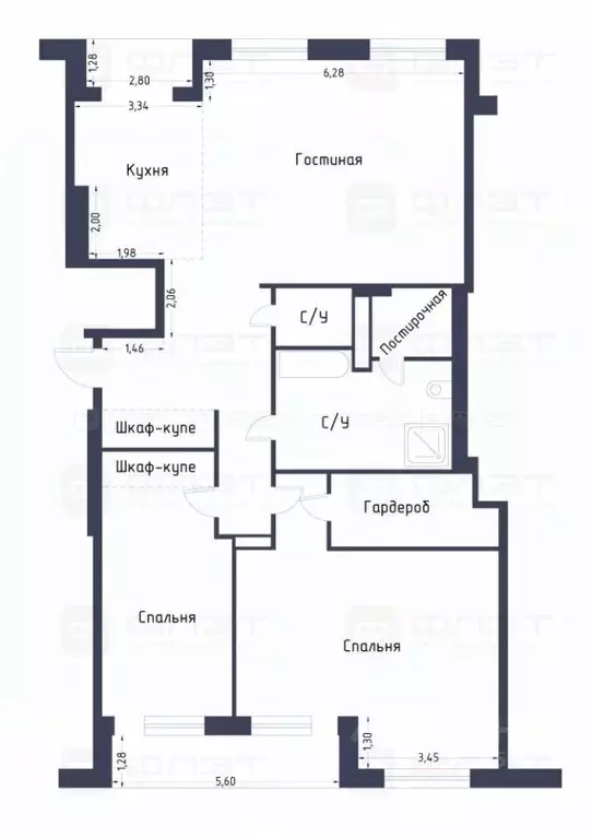 3-к кв. Татарстан, Казань ул. Ульянова-Ленина, 19 (155.1 м) - Фото 2
