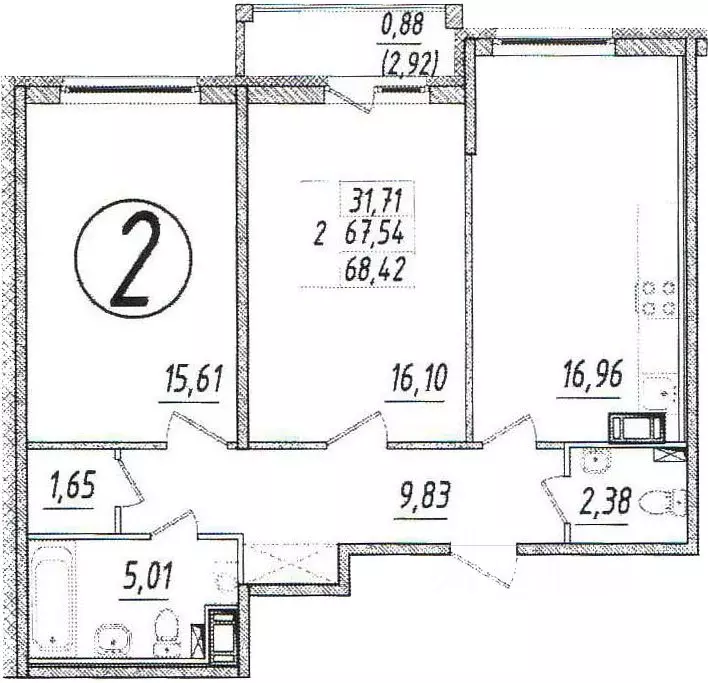 2-к кв. Ленинградская область, Всеволожский район, Кузьмоловский пгт ... - Фото 1