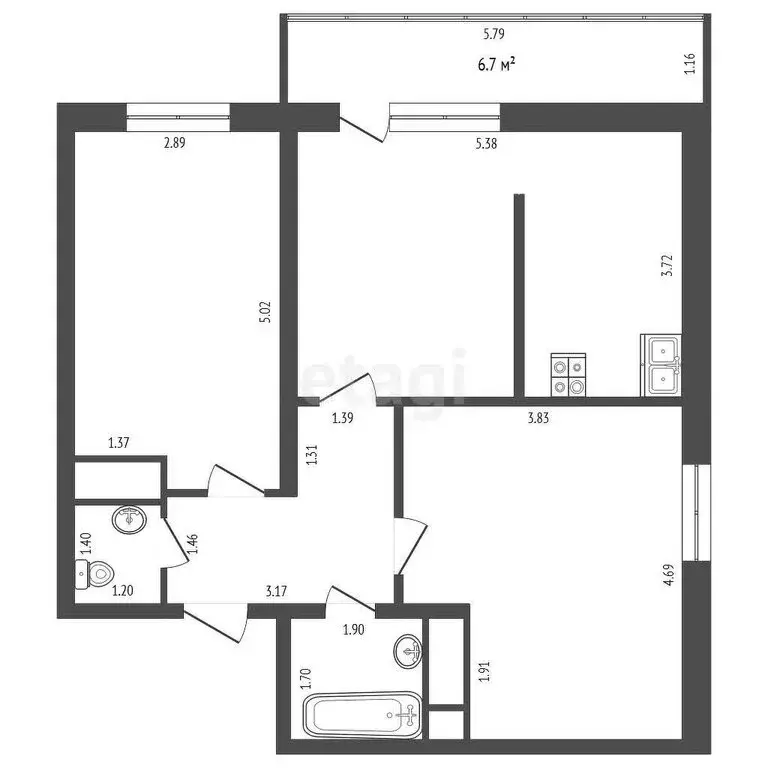 2-комнатная квартира: Краснодар, улица Евгении Жигуленко, 7к2 (61.4 м) - Фото 0