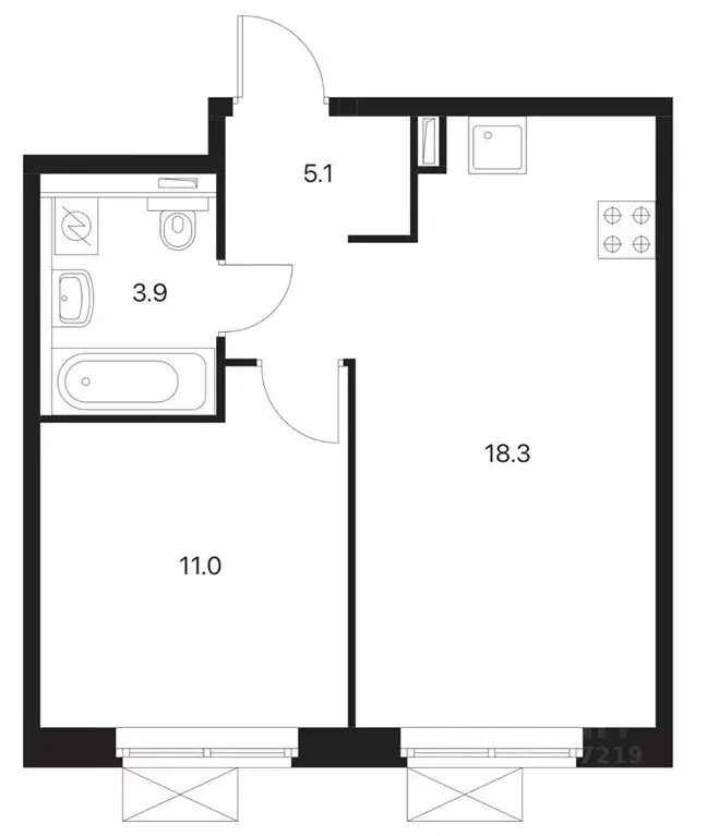 1-к кв. Московская область, Одинцово ул. Рябиновая, 3 (37.0 м) - Фото 2
