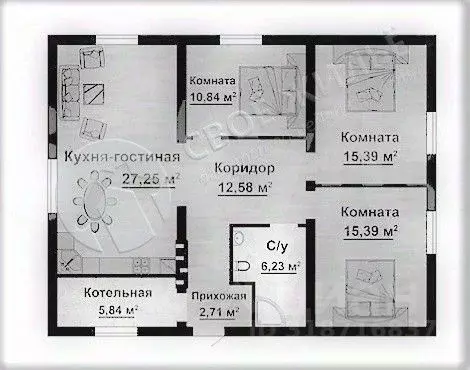 Дом в Пермский край, Пермский район, д. Устиново Советская ул. (102 м) - Фото 2