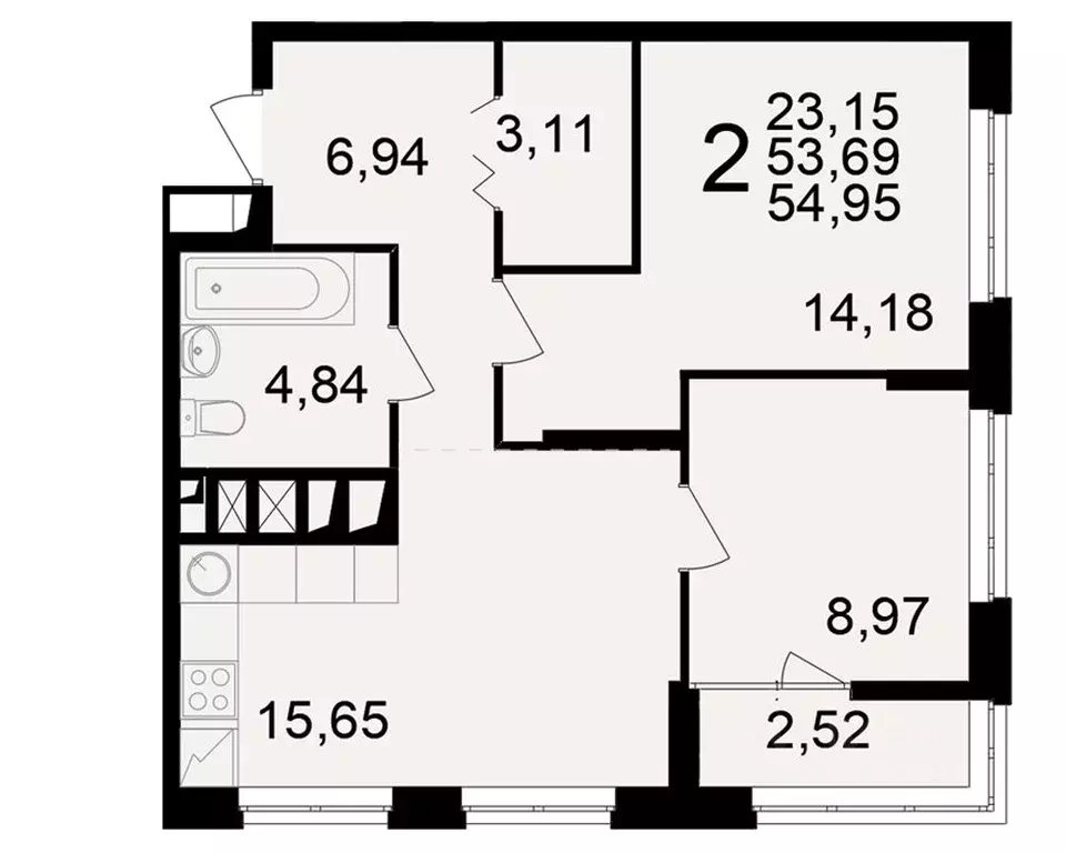 2-к кв. Рязанская область, Рязань ул. Чкалова (53.69 м) - Фото 1