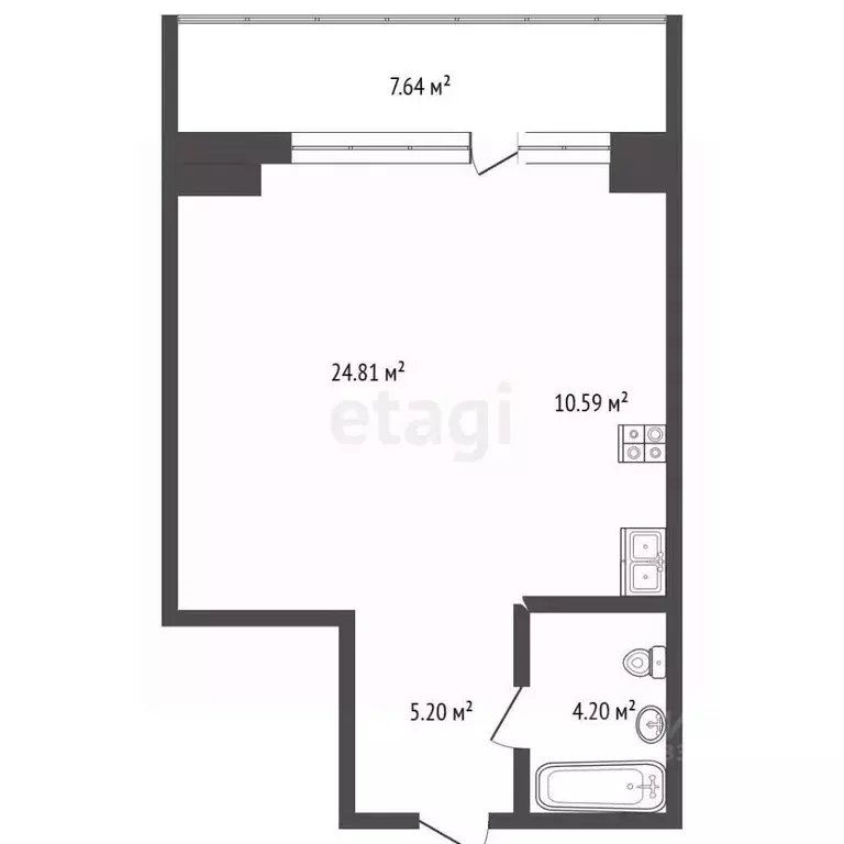 Студия Томская область, Томский район, д. Кисловка, Северный мкр ул. ... - Фото 1