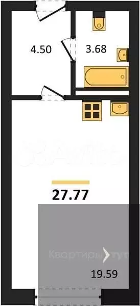 Квартира-студия, 27,8 м, 6/8 эт. - Фото 0