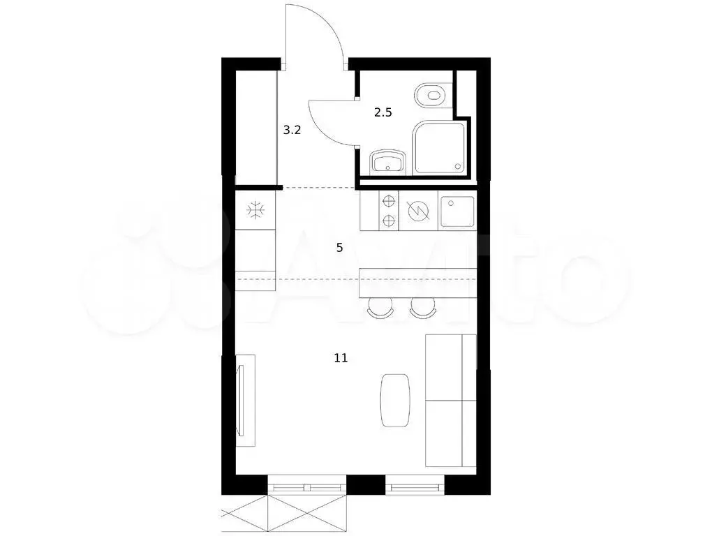 Квартира-студия, 21,7 м, 10/12 эт. - Фото 0