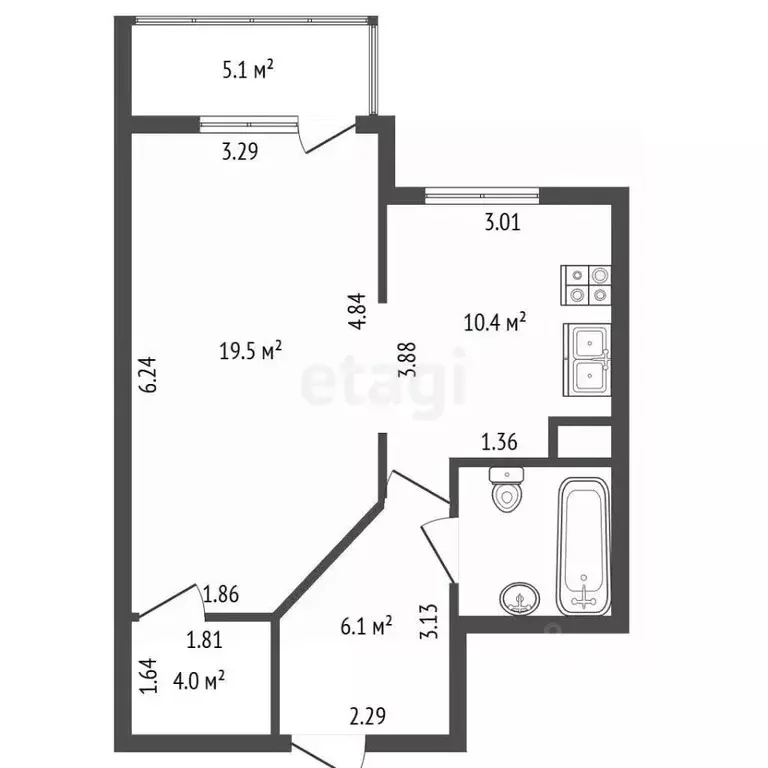 1-к кв. Санкт-Петербург просп. Кузнецова, 11к2 (42.6 м) - Фото 2