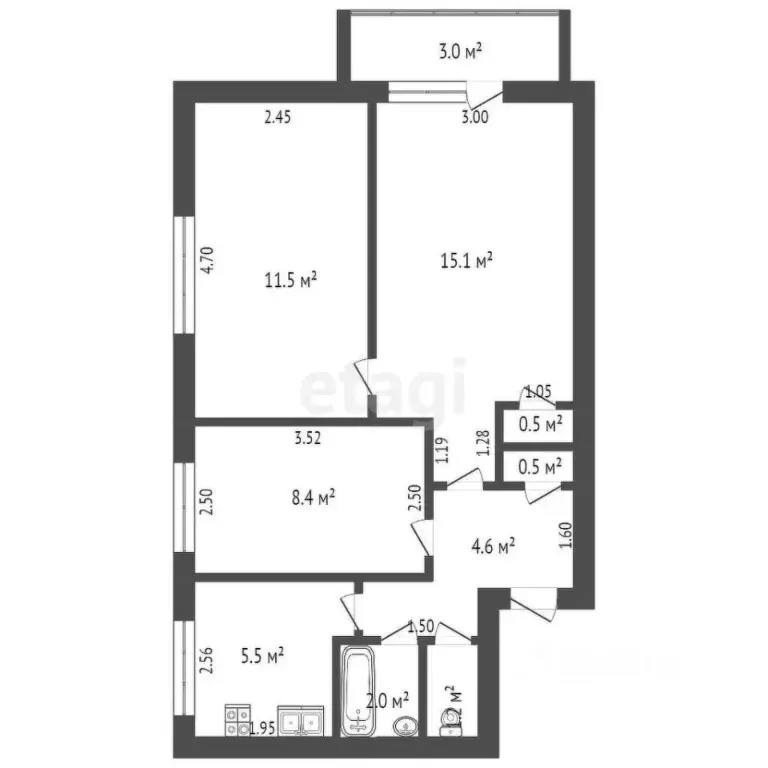 3-к кв. Крым, Сакский район, с. Столбовое ул. Советская, 5 (58.7 м) - Фото 2