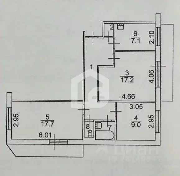 3-к кв. Томская область, Томск тракт Иркутский, 53 (69.4 м) - Фото 1