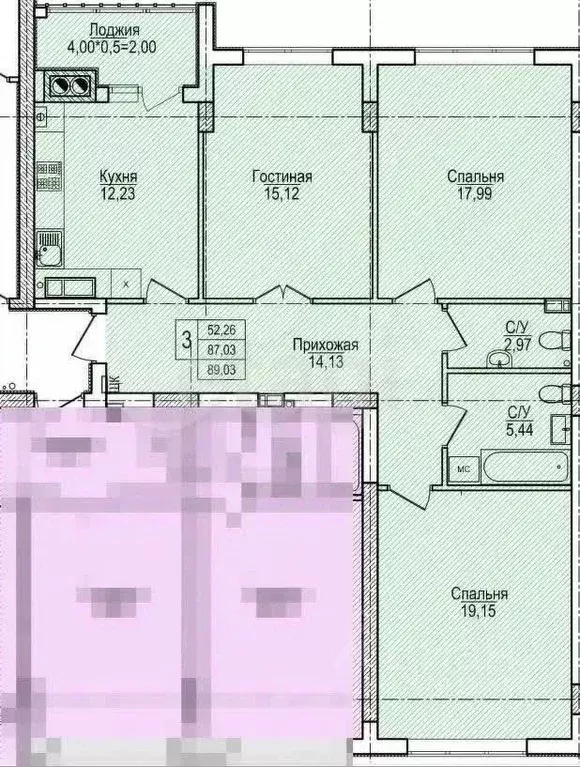 3-к кв. Калининградская область, Калининград проезд Крымский, 2 (89.0 ... - Фото 2