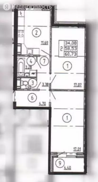 2-комнатная квартира: Уфа, Российская улица, 47/3 (60.73 м) - Фото 0