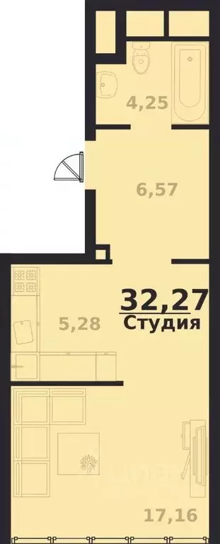 1-к кв. Ульяновская область, Ульяновск просп. Генерала Тюленева, 32к2 ... - Фото 0