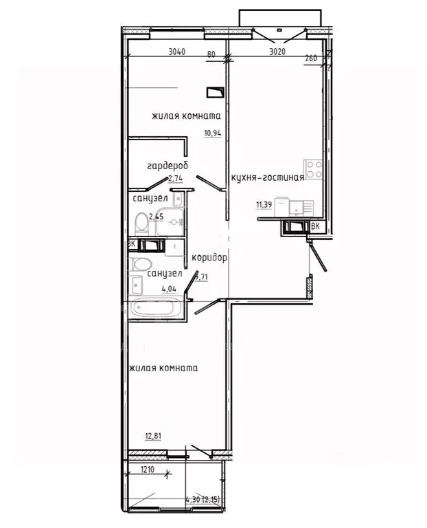 2-к кв. Ленинградская область, Всеволожский район, Заневское городское ... - Фото 2