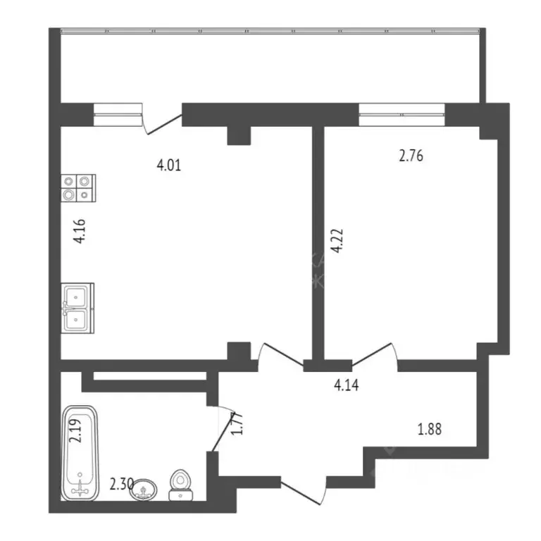 1-к кв. Тюменская область, Тюмень Кремлевская ул., 112к1 (38.7 м) - Фото 1