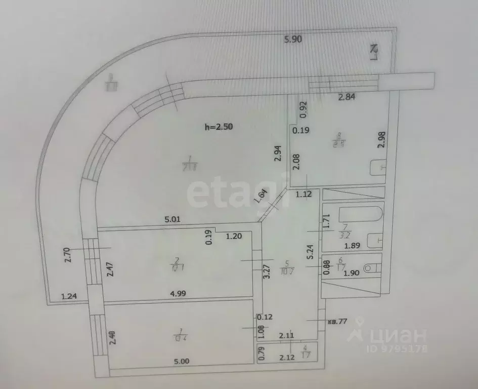 3-к кв. Татарстан, Казань Чистопольская ул., 14 (71.7 м) - Фото 2
