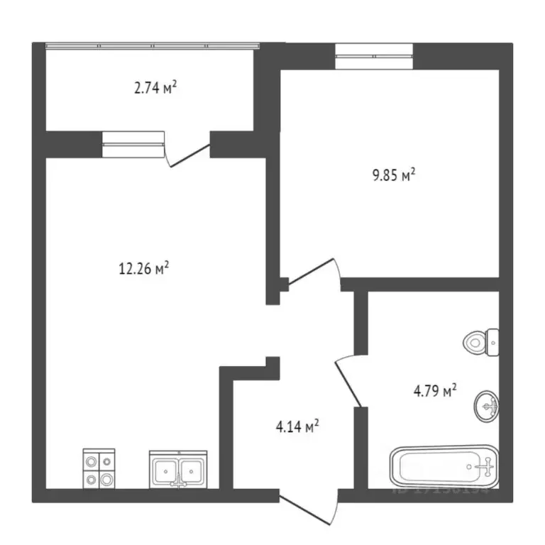 1-к кв. Тюменская область, Тюмень ул. Фармана Салманова, 23 (31.0 м) - Фото 1