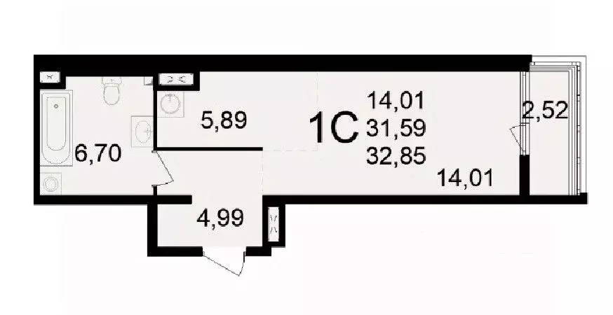 1-к кв. Рязанская область, Рязань Свобода жилой комплекс (32.85 м) - Фото 0
