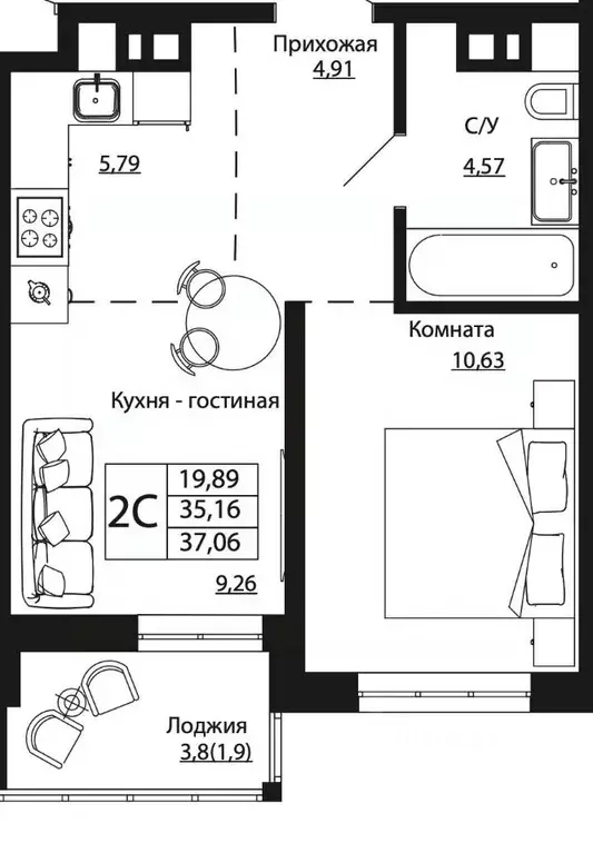 2-к кв. Ростовская область, Ростов-на-Дону ул. Текучева, 370/2 (36.39 ... - Фото 0