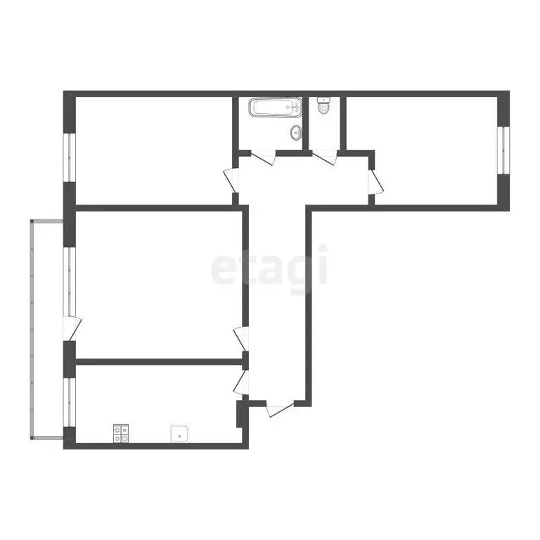 3-комнатная квартира: Томск, улица Елизаровых, 48/9 (69.1 м) - Фото 1