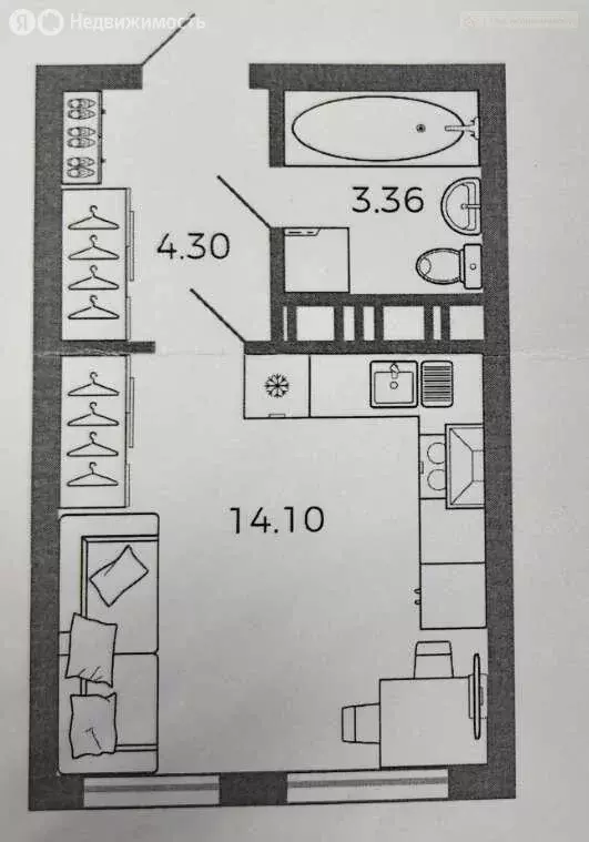 Квартира-студия: село Николаевка, Челышевская улица, 5 (21.6 м) - Фото 1