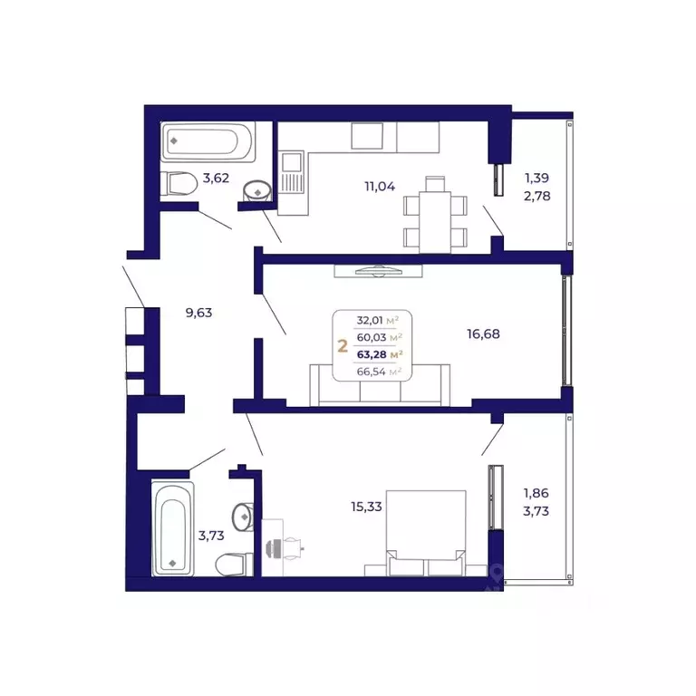 2-к кв. Башкортостан, Уфа Затон-Восточный жилрайон, Паруса жилой ... - Фото 1