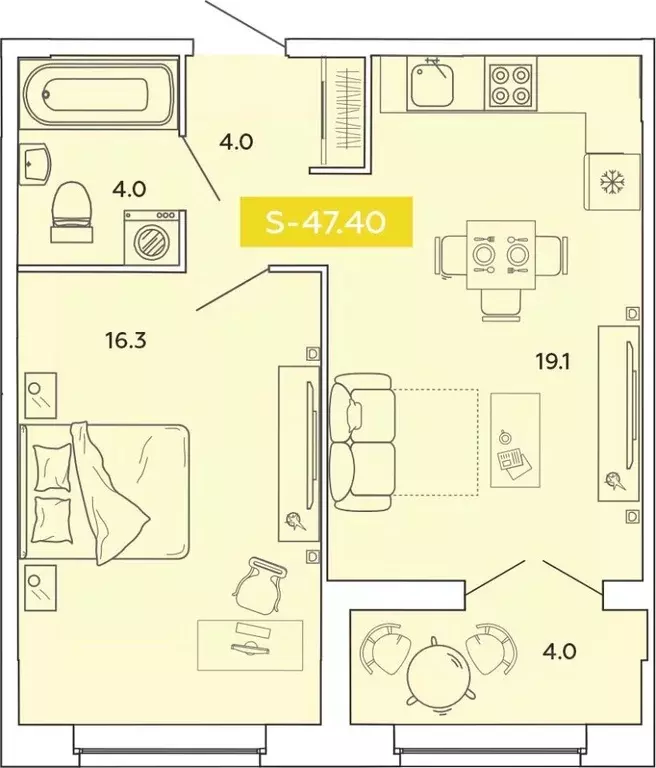 1-к кв. Ивановская область, Иваново Базисная ул. (47.4 м) - Фото 1