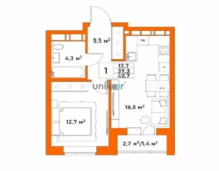 2-комнатная квартира: Уфа, улица Менделеева, 132 (40.7 м) - Фото 0