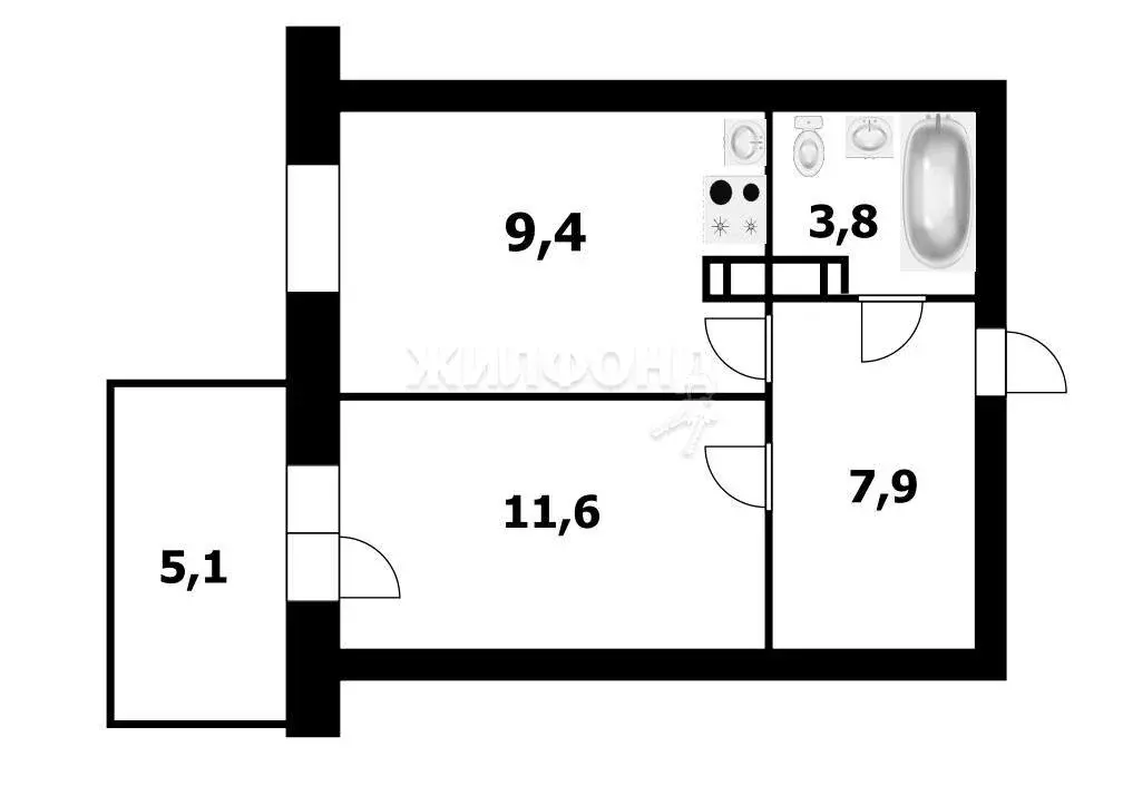 2-комнатная квартира: Новосибирск, улица Гаранина, 31 (40.6 м) - Фото 0