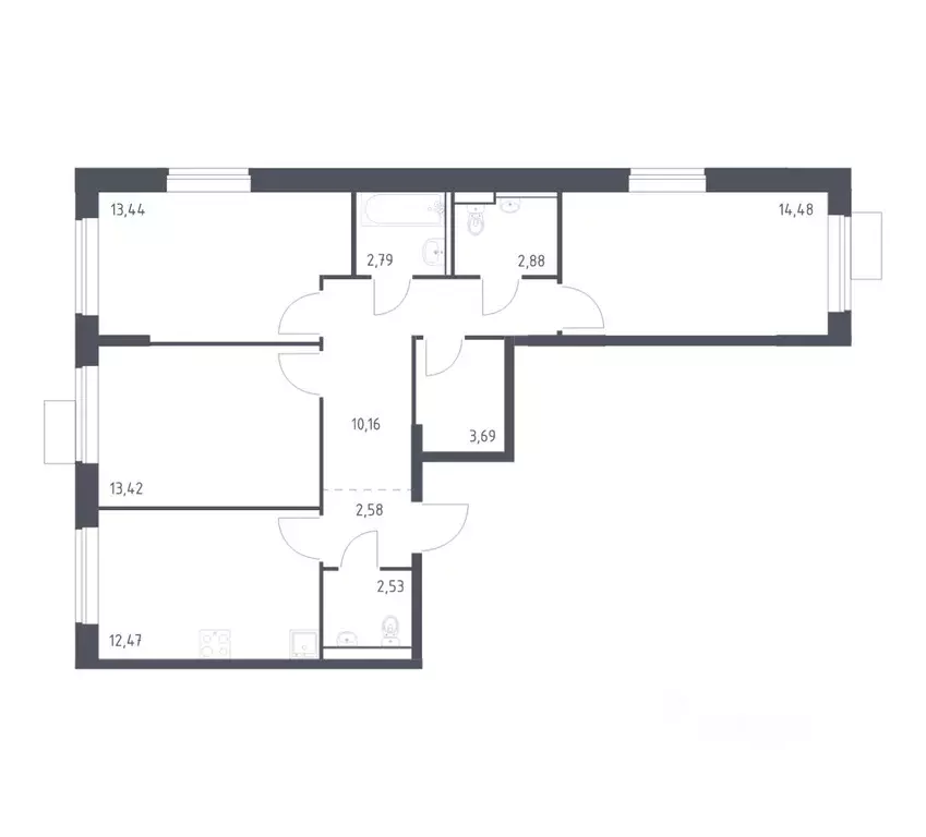 3-к кв. Москва Молжаниново жилой комплекс, к4 (78.44 м) - Фото 0
