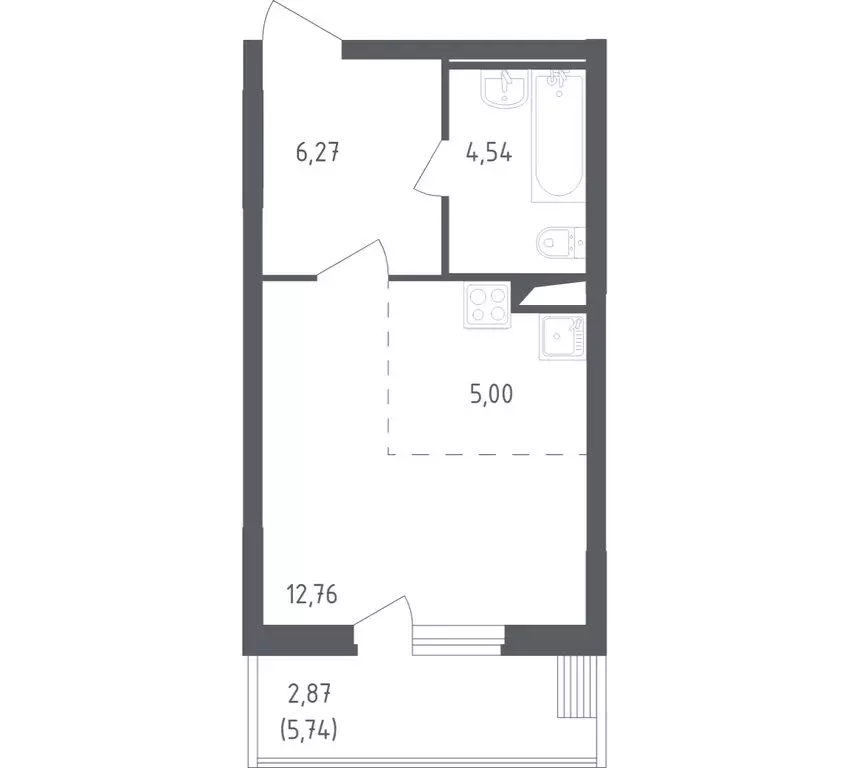 Квартира-студия: посёлок городского типа Жилино-1, 2-й квартал, 1к1 ... - Фото 1
