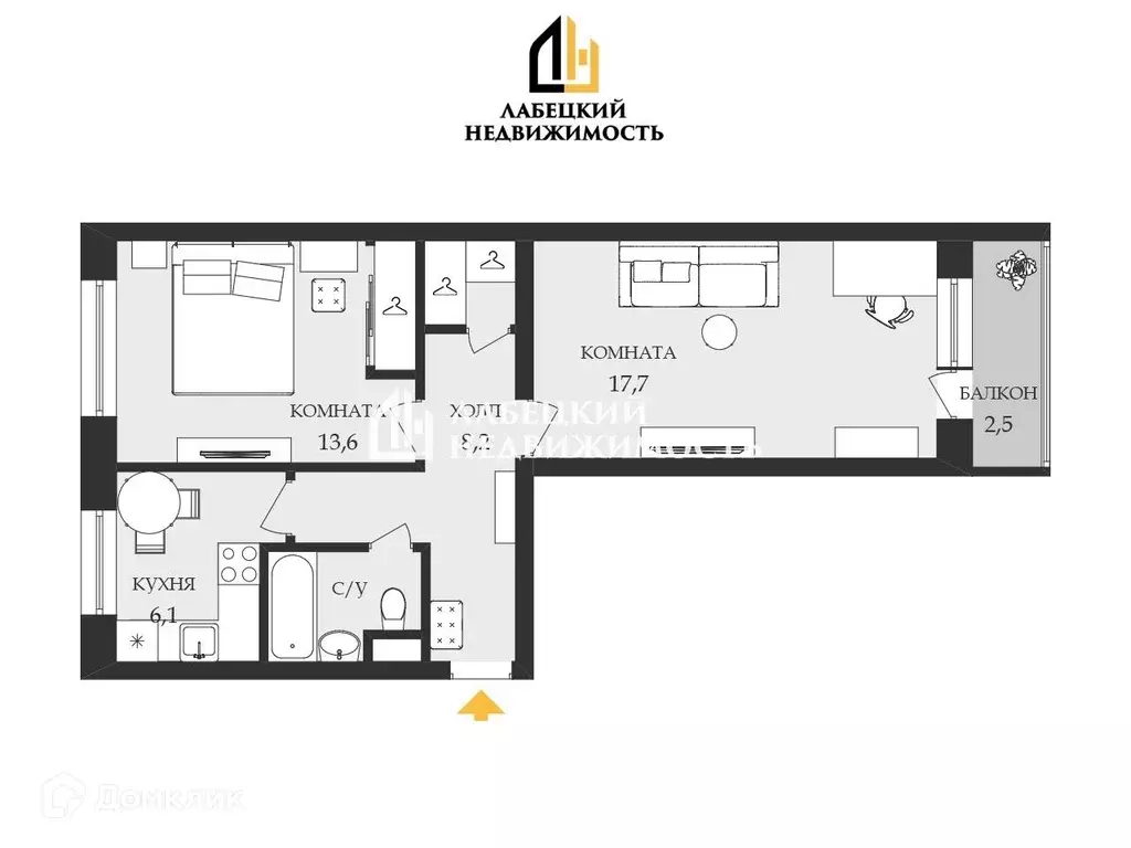 Продаётся 2-к квартира, 50.2 м - Фото 1