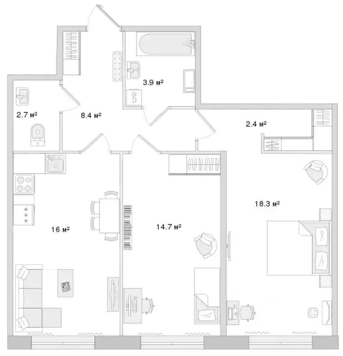 2-к кв. Санкт-Петербург Белоостровская ул., 10к1 (66.4 м) - Фото 0