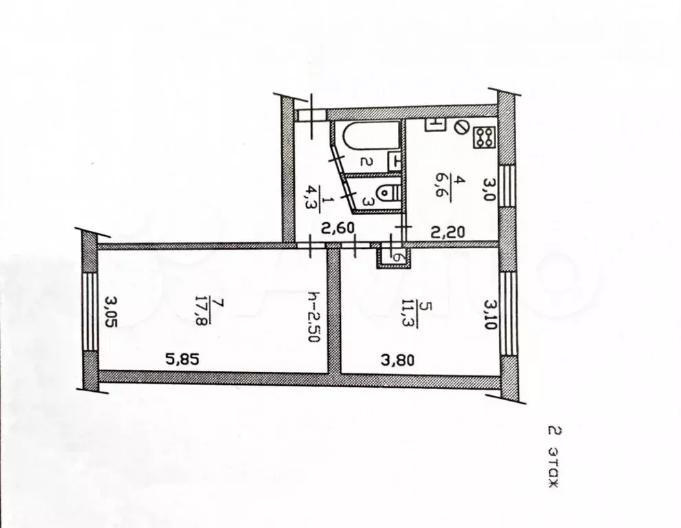 2-к. квартира, 43 м, 2/2 эт. - Фото 0