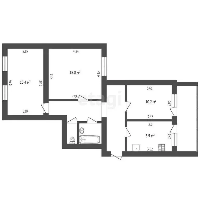 3-комнатная квартира: Белгород, улица Губкина, 55А (69 м) - Фото 1
