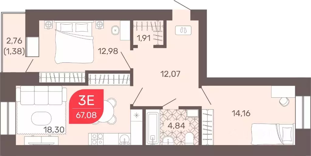 3-к кв. Забайкальский край, Чита Романовский мкр, 32 (67.08 м) - Фото 0