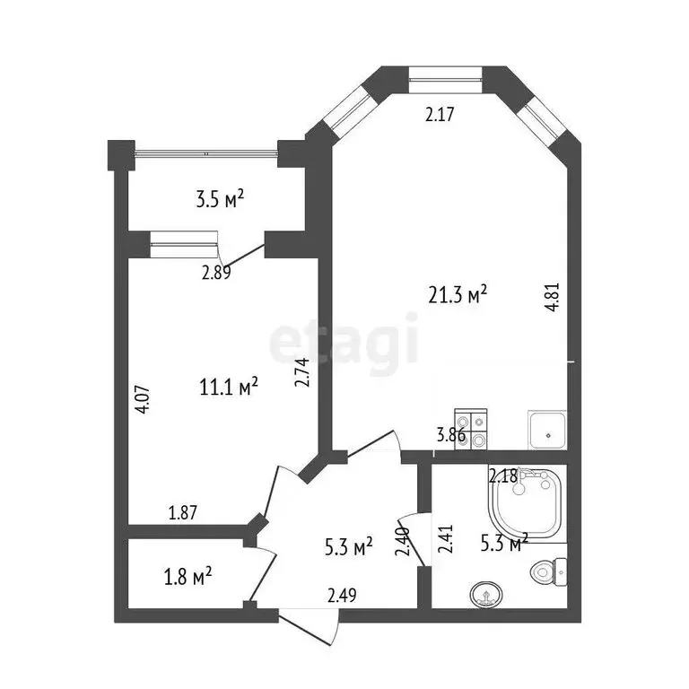 1-комнатная квартира: Тюмень, улица Циолковского, 7к1 (44.8 м) - Фото 1