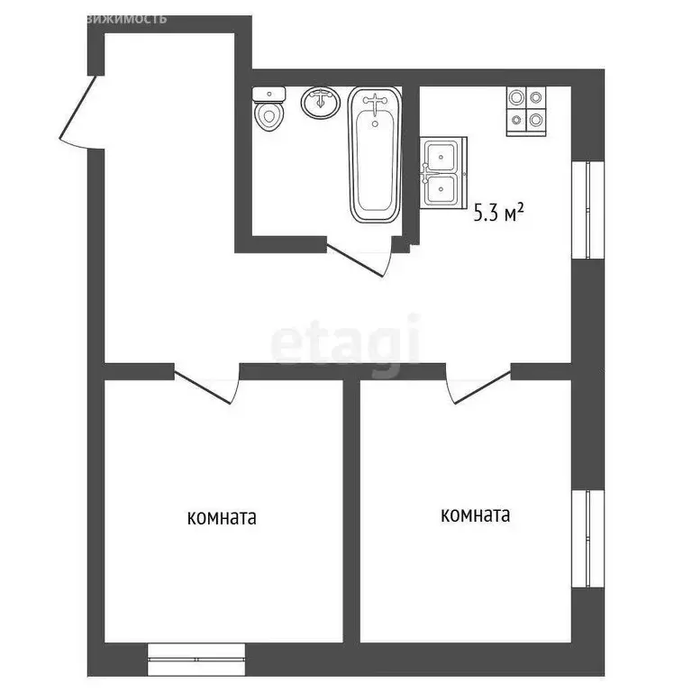2-комнатная квартира: Пролетарский, Центральная улица, 18А (41 м) - Фото 1