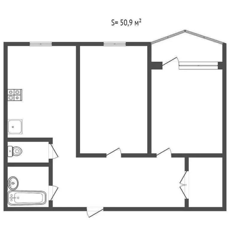 2-комнатная квартира: Тула, улица Луначарского, 61 (51.1 м) - Фото 1