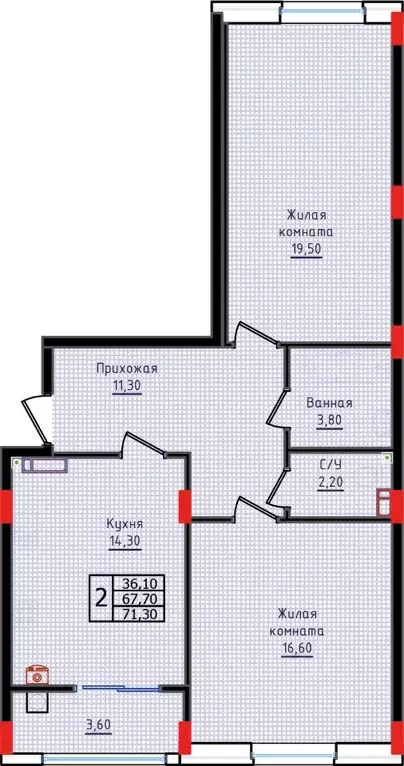 2-к кв. Ставропольский край, Ставрополь ул. Якова Андрюшина, 6 (71.3 ... - Фото 1
