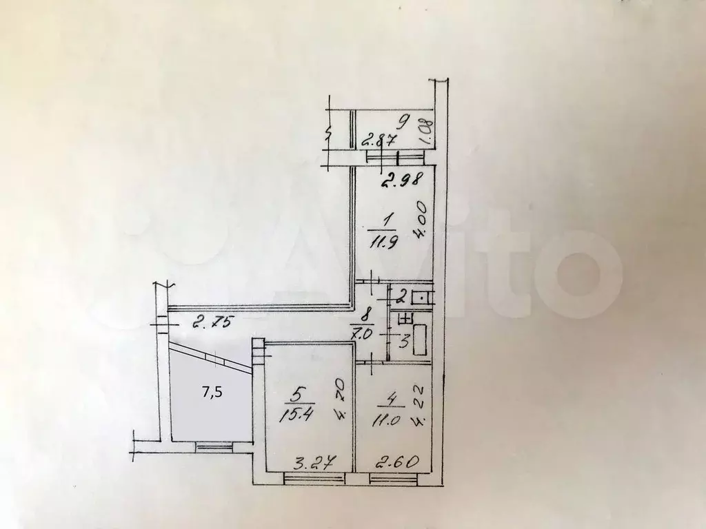 3-к. квартира, 65,6 м, 7/9 эт. - Фото 0