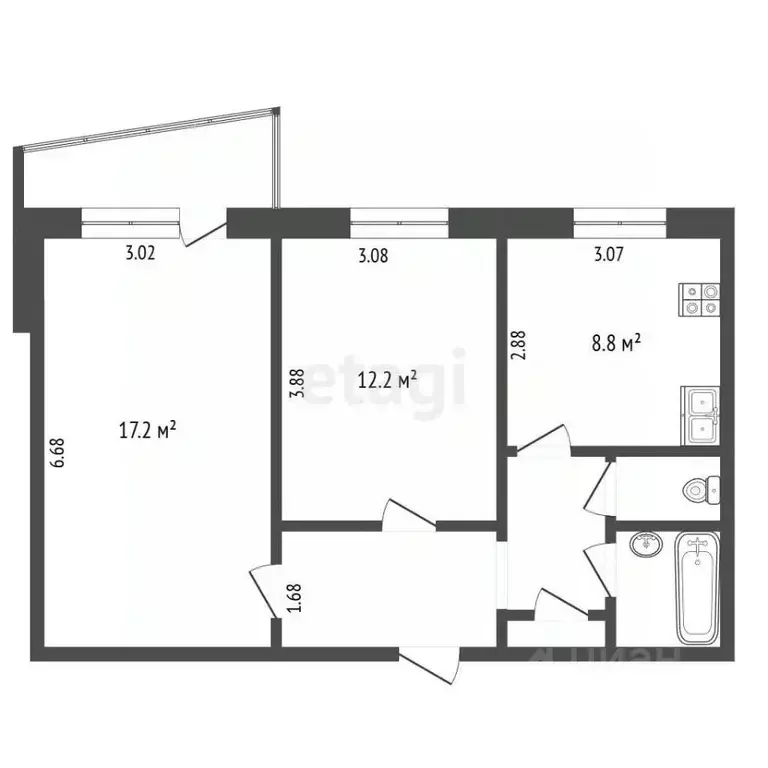 2-к кв. Тюменская область, Тюмень Механическая ул., 27 (49.7 м) - Фото 2
