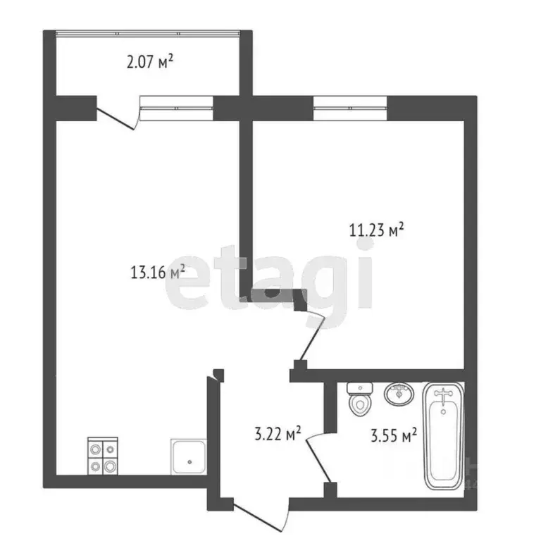 1-к кв. Тюменская область, Тюмень ДОК мкр, ул. Воронинская, 43 (31.16 ... - Фото 1