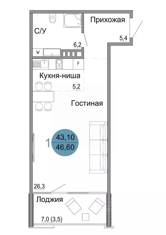 1-к кв. Крым, Керчь Белый город жилой комплекс (46.6 м) - Фото 0