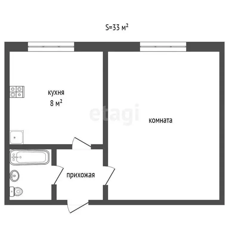 1-комнатная квартира: Заводоуковск, Профсоюзная улица, 7 (33 м) - Фото 1