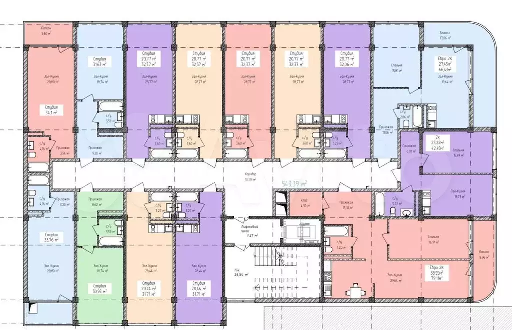 Квартира-студия, 30 м, 6/8 эт. - Фото 1