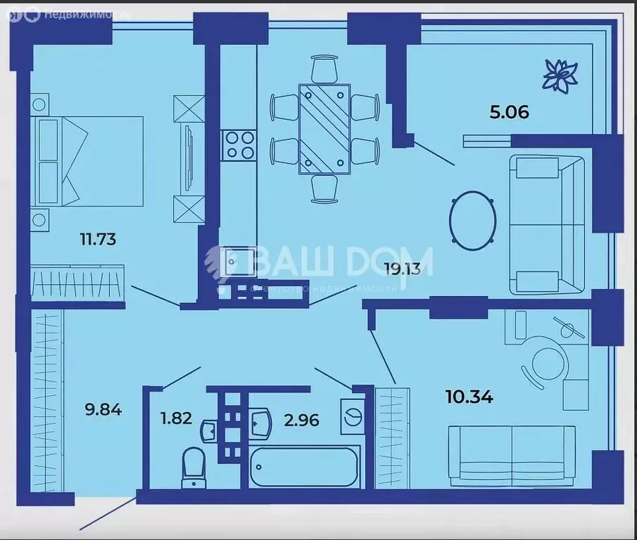 2-комнатная квартира: Брянск, улица Комарова, 45 (62 м) - Фото 1