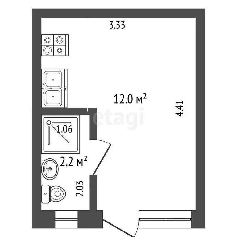 Квартира-студия: Кача, Первомайская улица, 72А (14 м) - Фото 1
