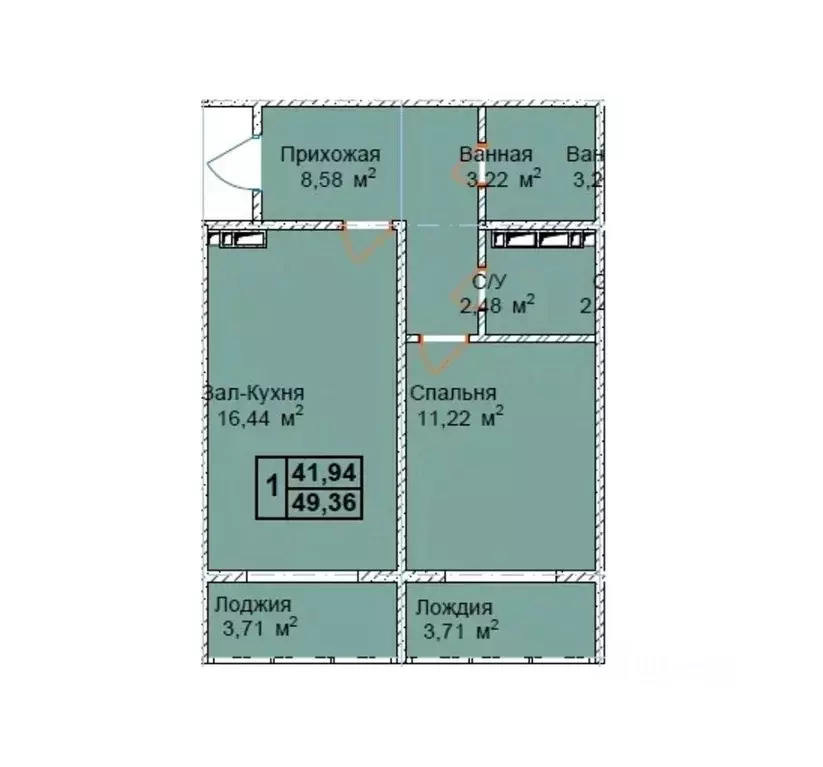 1-к кв. Чеченская республика, Грозный пос. Строителей,  (49.36 м) - Фото 1