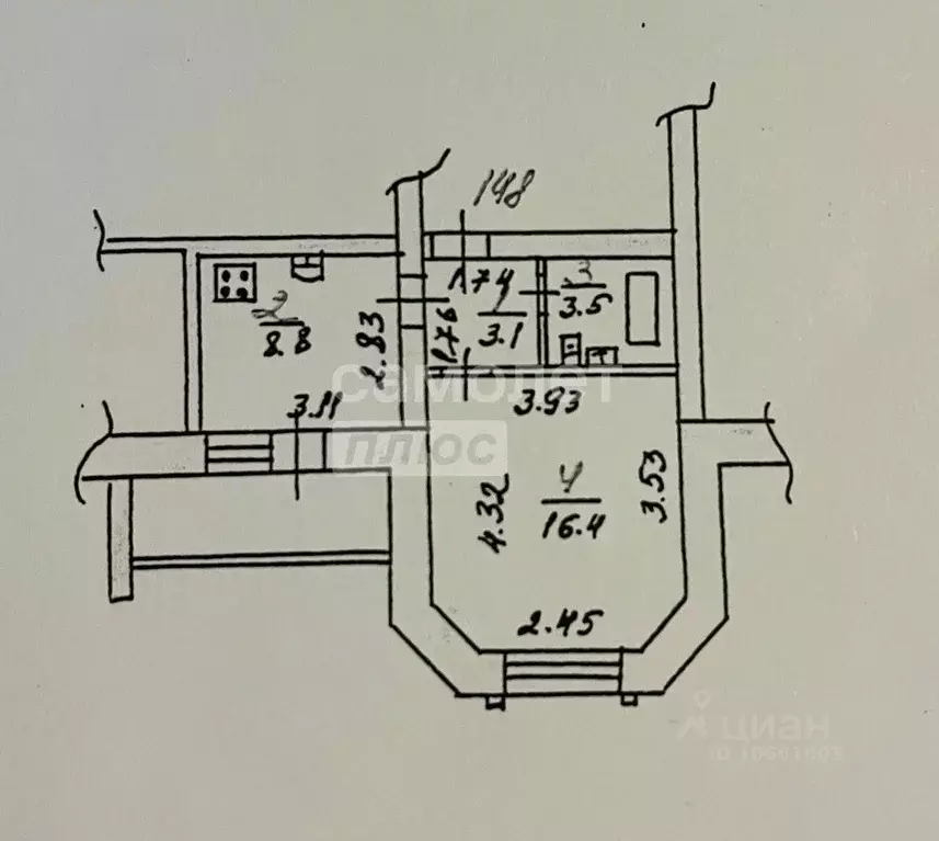 1-к кв. Орловская область, Орел Советская ул., 25 (34.4 м) - Фото 2