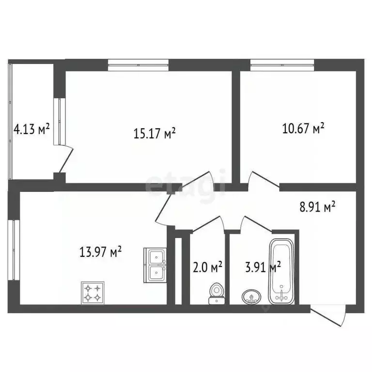 2-к кв. Санкт-Петербург ул. Типанова, 23с1 (54.6 м) - Фото 1