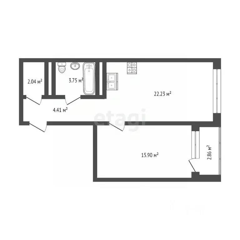 1-к кв. Тюменская область, Тюмень ул. Щербакова, 136 (48.9 м) - Фото 0